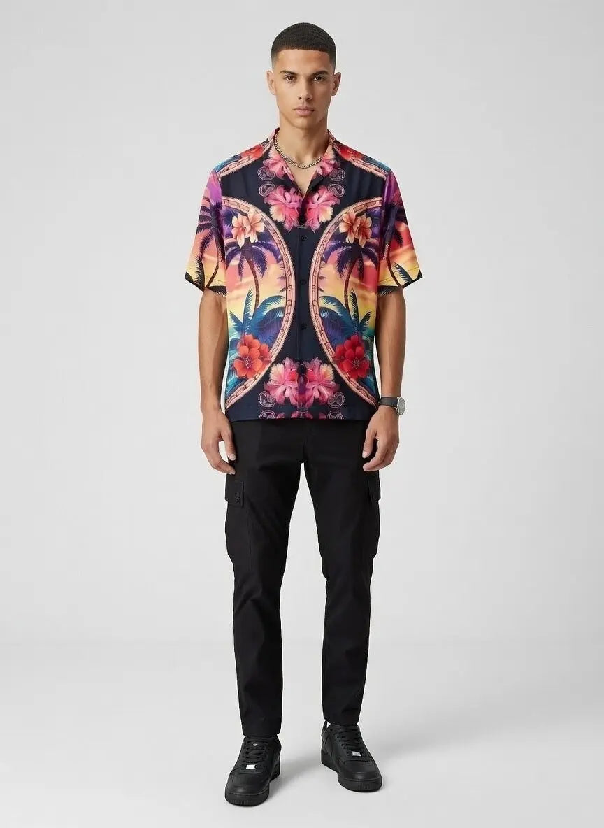 Nuova camicia hawaiana stampata in 3D floreale retrò a maniche lunghe Nuova camicia hawaiana stampata in 3D floreale retrò a maniche lunghe