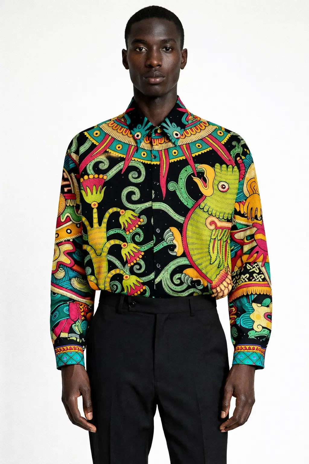 アート・デザイン・音楽 La camicia. Storia, mito, moda. Ediz.jg1 Camicia Tlilli Tlapalli | Stampa Piazzata d'Arte Azteca – Beatbox