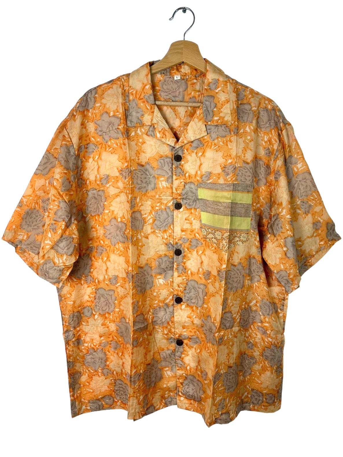 Vintage Seidenhemd Druckblumen (m)